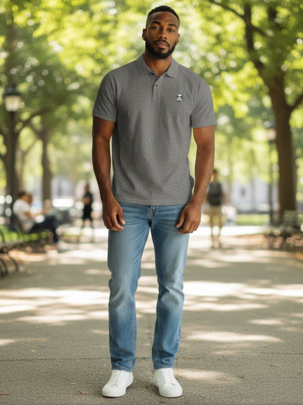 Disney Parks Star Wars Gray Men's Polo Shirt with Stormtrooper Patch